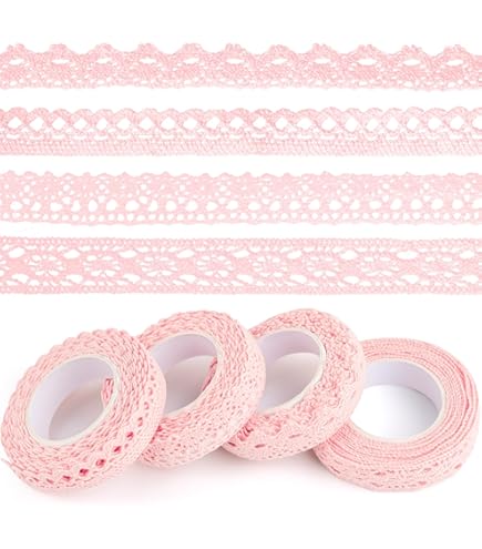 Ourlet Thermocollant 4 Rouleaux Ruban Dentelle Adhésif Noir - 1.8cm X 1.8m - Pour Scrapbooking, Cartes, Décoration Mariage Ruban Scrapbooking Artisanat