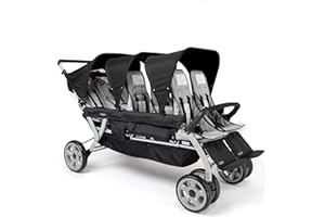 GAGGLE - Jamboree | Passeggino a 6 posti, nero | Passeggino a 6 posti, pieghevole, facile da riporre - da 6 mesi a 4 anni - Imbracatura regolabile a 5 punti | Sedili regolabili | Parasole per