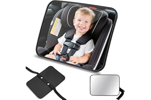 CERICAI Baby Car Mirror for Back Seat - Car Seat Mirror Rear Facing, Wide-Angle View, Shatterproof, Adjustable Straps, Easy to Install, Baby Cars Camera, Essentials for Newborns, Fits for Most Vehicles