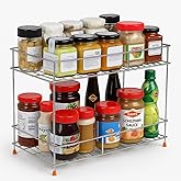CHHAAP 2-Tier Stainless Steel Kitchen Storage Spice Rack and Container Organizer Space Saver Rack Counter top Stand Multipurpose Masala Stand (Pack of