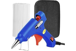 Lumous Rola Hot Glue Gun, 20W UK Plug Mini Heats Up Glue Gun for Crafts with Glue Sticks 50Pcs, Hobby, Craft, Home Repairs, Fabric, Wood, Glass, Card, ON-Off Switch for DIY Arts (Blue with Bag)