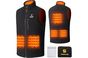 Toastiv Gilet Riscaldato in Pile Uomo, Gilet Riscaldato Elettrico con 3 Temperature, 6 Zone di Riscaldamento, Giacca Riscaldata USB, Gilet Riscaldato per Attività Outdoor (Senza Batteria)