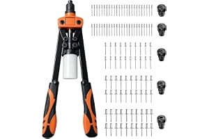 RMNKTHC 13” Nitsax set med 110 nitar för blindnitpistol med 6,4mm-2,4mm blindnitar, 5 utbytbara munstycken, tvåhands-popnitpi