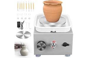 HELANGEL Pottery Wheel, Mini Pottery Wheel with Strong Motor 2000RPM Adjustable Speed, Potters Wheel with 10/6.5cm Plates and Sculpting Tools, Ceramic Pottery Tools Pottery Kit for Kids and Adults, Gray