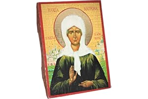 NKlaus Matrona von Moskau, Christliche Holzbrett Ikone 16x12,5 handarbeit Matrona 37046