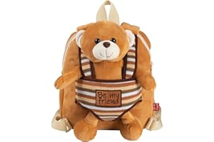 PERLETTI Petit Sac à Dos Peluche pour Enfant Garçon Fille 3 4 5 Ans - Mini Cartable de Voyage Réversible et Animal Amovible pour École Maternelle - Jouet Doux et Sacoche pour Tout Petits - 22x25x3 cm
