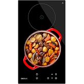 Cecotec Placa de Vitrocer&aacute;mica 2 Fuegos Bolero Squad V 2100. Potencia m&aacute;xima 3000 W, 9 Niveles de Potencia, Touch Control, De