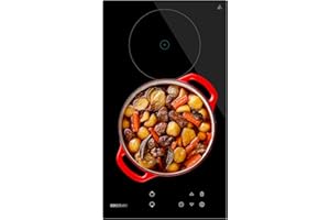 Cecotec Placa de Vitrocerámica 2 Fuegos Bolero Squad V 2100. Potencia máxima 3000 W, 9 Niveles de Potencia, Touch Control, Detector de Sartenes, Diámetro 16 y 20 cm