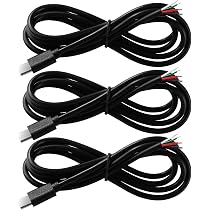 USB-C Pigtail Kabel – 3 Stück, 100cm, 22AWG | Offene Enden Für DIY & LED-Projekte