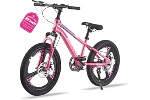 TRIOBLADE Kids Bike 18/20/22/24inch Kids Mountain Bike for Boys and Girls 6-15 Years Old Junior Mountain Bikes 3 Spoke Wheels Children Bicycle with Shock Absorber Dual Disc Brake