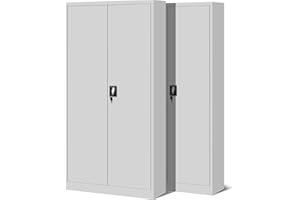‎JAN NOWAK Jan Nowak 2er Set Aktenschrank C001H Büroschrank Metallschrank Werkzeugschrank 4 Einlegeböden Drehgriff Pulverbeschichtung Flügeltürschrank Abschließbar 195 cm x 90 cm x 40 cm (Grau)