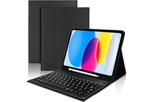 JADEMALL Clavier iPad 10 EME Generation 10.9", Coque iPad 10eme Generation avec AZERTY Clavier Magnétique Détachable Bluetooth avec Fente pour Stylo pour iPad 10eme Génération 2022, Noir