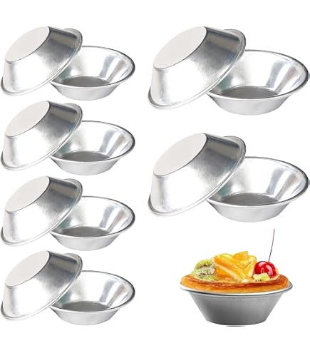 Homgaty 10pcs Nonstick Pudding Moulds - Aluminum Dariole Molds For Baking Desserts (2.9x1.8x2.2 Inch)