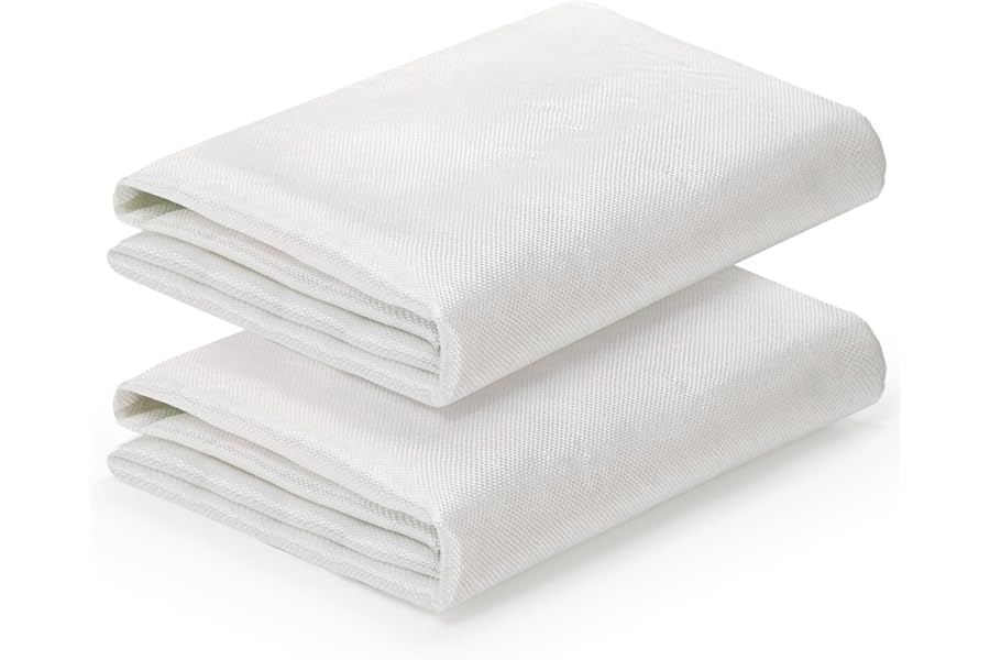 ZENFUN 2 Pack Fiberglass Cloth, 50 Inch x 4 Yard Fiberglass Plain Weave Fabric Sheet, 6 oz Fiber Glass Chopped Strand Cloth Mat for Boat Auto Surfboard Tub Pool Repair, Glass Wool Mesh