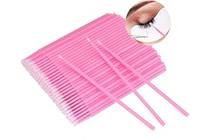 CICIING Zestaw 100 mikroszczotek do rzęs, jednorazowe mikroszczoteczki do przedłużania rzęs, mikro sztyfty do liftingu rzęs (różowe)