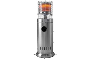 REALGLOW Bullet Gas Patio Heater 13kW – Table Floor, Stainless Steel Finish, Easy Ignition, Commercial Outdoor Heater for Garden & Patio Heating