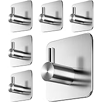 Pack De 4 Toalleros Multiusos: Ganchos Adhesivos De Acero Inoxidable Sin Taladrar Para Bano Color Negro 98209055