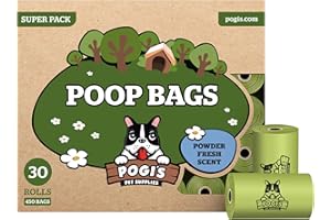 POGI'S PET SUPPLIES Pogi sacchetti igienici per cani – a prova di perdite e profumati, extra resistenti, 450 pezzi (30 rotoli)