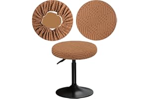 YINGAYOU Bezug Barhocker Rund 30-40 cm Hocker Bezug Rund mit Jacquard Muster Luxuriöser Stoff Waschbar Dehnbar Wunderschöne Farbe für Runde und Eckige Hocker (1, Braun)
