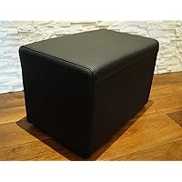 Echtleder Hocker 60x55x40 Cm - Aufklappbarer Sitzwürfel Mit Stauraum Schwarz