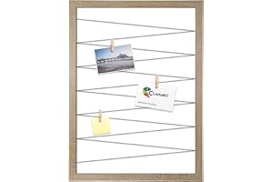 CLAMARO 'Collage Flex' Fotohalter 50x70 cm | Eiche Sonoma | Bilderrahmen Fotorahmen Collage mit Gummibändern und Foto Holzklammern | Ideal als Galerie für Fotos oder Postkarten