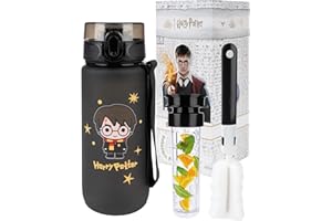 MOMO WAY Wizarding World Botella De Agua Tritan Reutilizable Deportiva Sin BPA Con Inserto De Fruta Para Niños Gimnasio Oficina Colegio Yoga Harry Potter 600ml