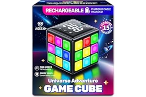 Anoawens Rechargeable Game Cube, Kid Toys with 15 Games, Fun Brain Memory & Speed Games for Kids, Christmas Birthday Gifts for Boys Girls Ages 6-12+ Years Old (Black)