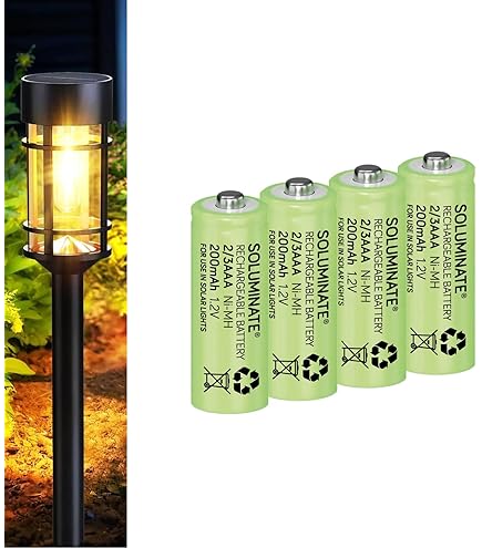 SolarCell Dunamis 4 Pack AA Rechargeable Solar Light Batteries 1.2V NiMH AA 150mAh - Only Suitable For Outdoor Garden Solar Lights (4PCS, AA 150mAh - Green Cell