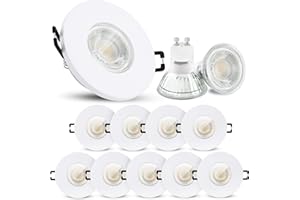 ‎LINOVUM linovum 10 Stück ISAWO Deckenstrahler LED Bad weiß rund IP65 - LED GU10 6W neutralweiß Einbaustrahler 230V für Dusche & Außen
