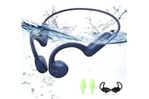 HIFI WALKER Casque de natation à conduction osseuse, étanche IPX8, mémoire 32 G intégrée, Bluetooth 5.3 casque de sport à oreilles ouvertes