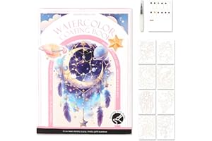 Glvomazty Cahiers D'aquarelle, cahier de coloriage adulte, aquarelle livre Aquarelle, avec Pinceaux et 12 Couleurs, Peinture à