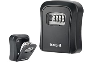 Ibergrif MA201 Boite a Clefs - Murale Boite a clé Avec Code Sécurisée Exterieur, Résistant aux Intempéries, Cofre Fort a Cle Robuste, pour les Clés, les Cartes, Alliage de Zinc, Noir