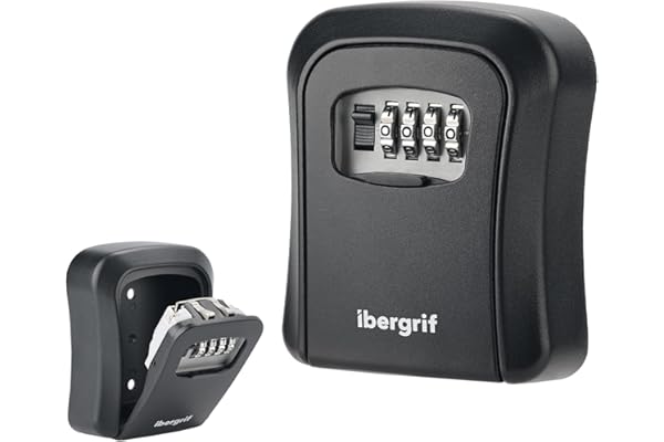 Ibergrif MA201 Boite a Clefs - Murale Boite a clé Avec Code Sécurisée Exterieur, Résistant aux Intempéries, Cofre Fort a Cle Robuste, pour les Clés, les Cartes, Alliage de Zinc, Noir