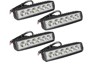 Willpower 4 Pcs Phare LED, 6 Pouces 18W Projecteur Barre LED 12v pour Moto Voiture Camion SUV Bateau 4x4