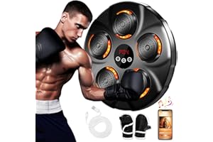 Deenor Music Boxing Machine, Smart Music Boxing Machine, Musical Boxing Machine Wall Mounted with 9 Modes/Speed Adjustment, Bluetooth Connection and Boxing Gloves, for Kids/Adults (Orange Light)