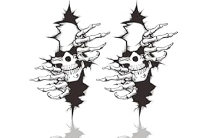 HIOIP 2 Piezas Pegatinas Coche Calaveras, 3D Skull Sticker, Adhesivo de Calavera para Coche, Calcomanías terror Pegatina Calavera para Motocicleta Bicicleta Scooter o Automóvil Halloween (32x22cm)