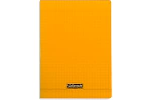 Calligraphe 18138C Un Cahier Agrafé Orange (une Marque de Clairefontaine) - A4 21x29,7 cm - 96 Pages Grands Carreaux - Papier Blanc 90 g - Couverture Polypro Transparent