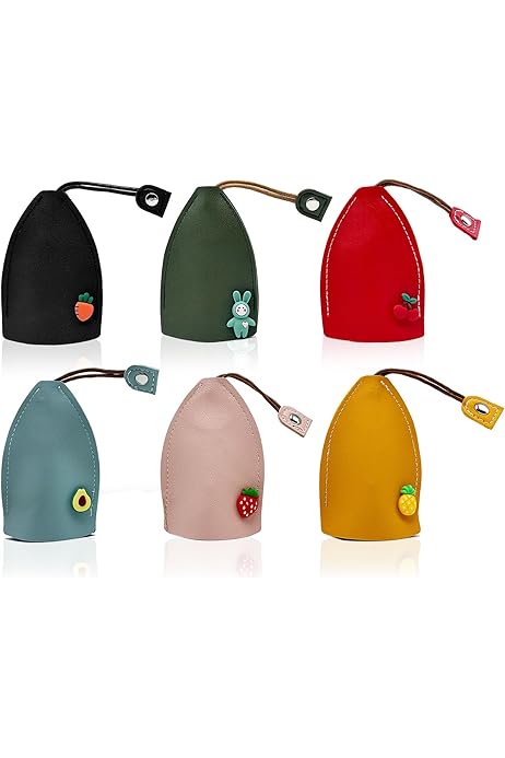 CORTNEY 5 Pieces PU Leather Key Ring Pull Cover Car Key Case Large