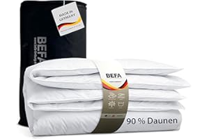 ‎BEFA NATUR BEFA NATUR Daunendecke Winter 135x200 cm | 90% Daunen & 10% Federn | 900g Füllgewicht | Allergiker geeignet (NOMITE) | Tierwohl Zertifiziert (DOWNPASS) | Oeko-TEX Klasse 1 | Made in Germany