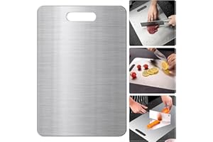 Kazaigou Titan Schneidebrett, 2024 Neues Schneidebrett Edelstahl, Schneidbrett Aus Edelstahl Beidseitig, Titan Schneidebretter für Küche, Fleisch, Brot, Gemüse, Obst Schneiden (34 * 23cm)