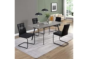‎B&D HOME B&D home Essgruppe SVANTJE mit 4 Stühlen | ausziehbar 120-160 cm x 80 cm 4-6 Personen Küchentisch mit Metallgestell für Esszimmer, Küche | skandinavisch Design | Beton Optik, 11201-BETO-S1