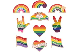 HANIUTTY 10 Stück LGBT Regenbogen Gay Pride Broschen, Regenbogen LGBT Gay Lesben Pins, Regenbogen Broschen Pride LGBT Anstecknadel, für Pullover Schals Kopftücher Kleider Anzüge Taschen