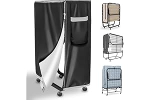 YIDM Wasserdicht Staubdicht Klappbettdecke Aufbewahrungstasche: Schwarz Aufbewahrungstasche für Gästebetten, Verstellbar Bett Schutzabdeckung für Gästebetten im Innen- und Außenbereich (99x38x114cm)