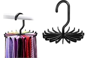 Koksi Rotatable Tie Belt Rack Holder Hook for Closet Organizer Storage, Multipurpose Adjustable Organiser for Ties, Belts, PACK OF 2