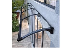 ZLOVNE Auvent de Porte Aluminium,Marquise de Porte d’Entrée en Polycarbonate Transparent,Auvent Marquise d'Entrée de Bloc UV de 99,99%,Terrasse Toit Abri Banne Protection (90x240cm/35 x94)