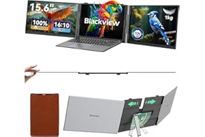 Blackview DCM8 Laptop Bildschirm Erweiterung 15,6", 100% sRGB 1200P FHD, Ultradünn Niedriges Blaulicht Triple Monitor Arbeit mit 13,3" -17,3" Laptops Kompatibel mit Mac Windows Chrome(1Kg)