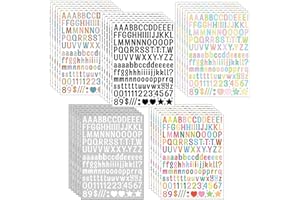 ONEBO 30 Hojas Alfabeto Número Pegatina, Pegatinas de Números con Purpurina, Pegatina de Alfabeto Colorido,para Álbumes de Recortes, Fotos, Manualidades (5 estilos)