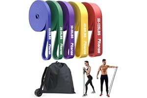 Fitense Bande Elastiche Fitness - Banda Elastica Fitness con Vari Livelli di Resistenza, Elastici Fitness con Ancoraggio per Porta, Poster di Allenamento e Custodia per Stretching, Body Building