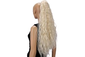 CAISHA 70 Extra Lungo Voluminoso Ondulato Coda Di Cavallo Parrucchino Fibre Sintetiche Resistenti Al Calore Con Clip A Farfalla Biondo Platino H714