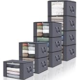 edihome, Clothes Storage Boxes, Clothes Storage Bags, Closet Organizer, with Reinforced Handles, Sturdy Fabric Covers with Tr